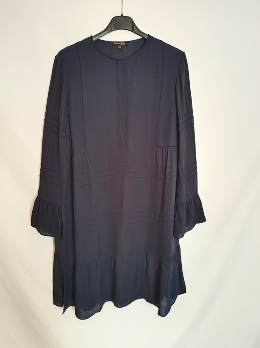 MASSIMO DUTTI. Vestido azul marino T.38