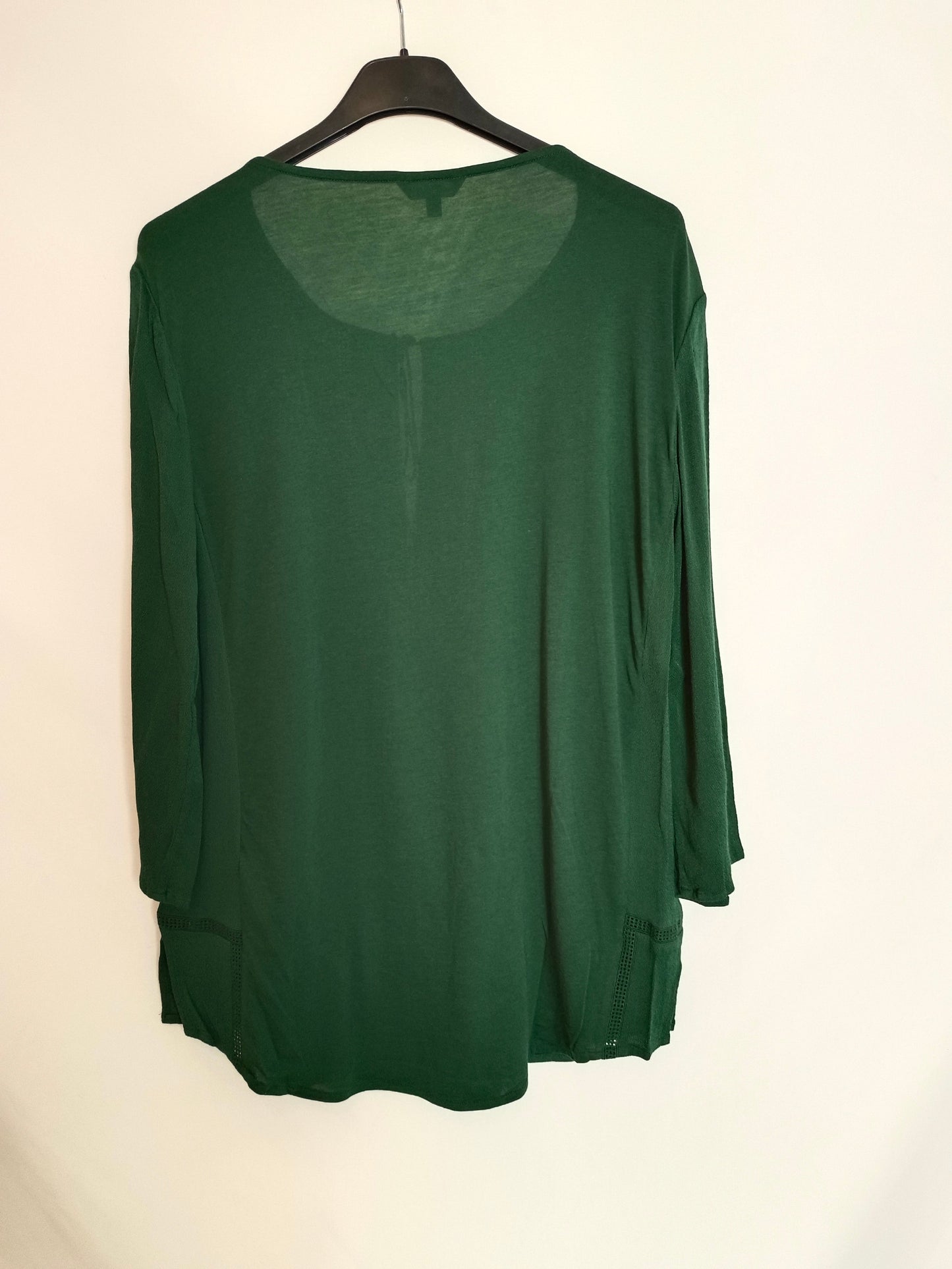 MASSIMO DUTTI. Blusa verde doble textura T.l