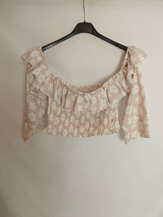 OTRAS. Top beige flores T.s/m