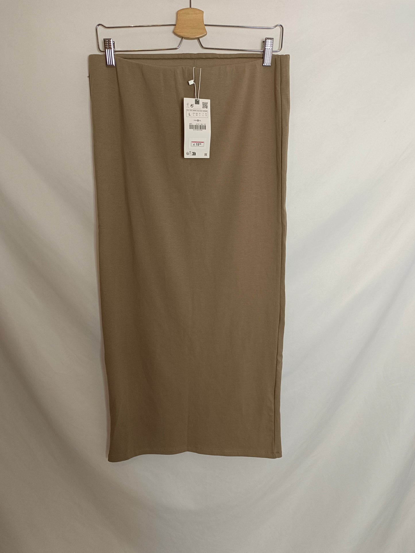 ZARA. Falda midi camel T.l