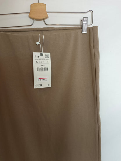 ZARA. Falda midi camel T.l