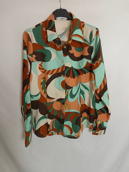 MANGO. Blusa estampado flores T.m