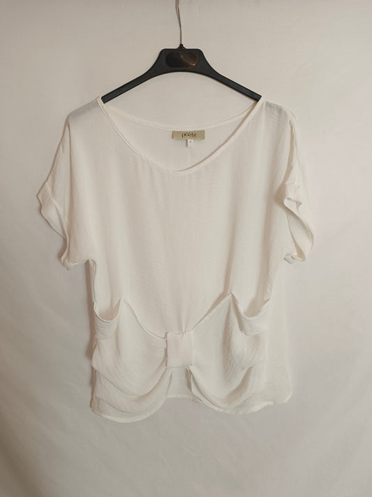 POETE. Blusa blanca lazada T. M