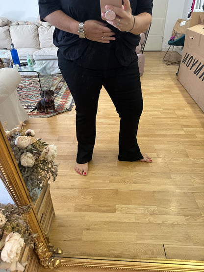 H&M.pantalón negro denim apertura T.3xl