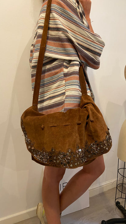 ANTIK BATIK. Bolso marrón piel (tara)