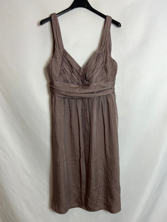 ZARA. Vestido seda color valva. T S