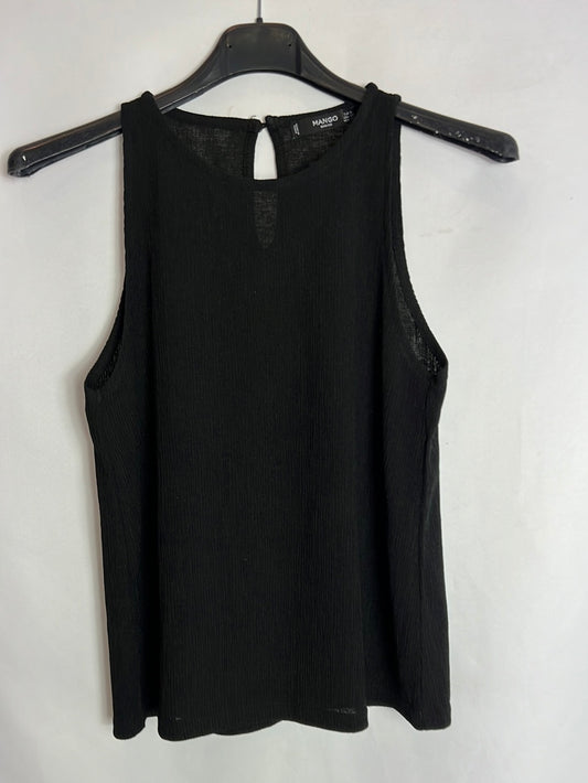 MANGO. Top negro textura. T S