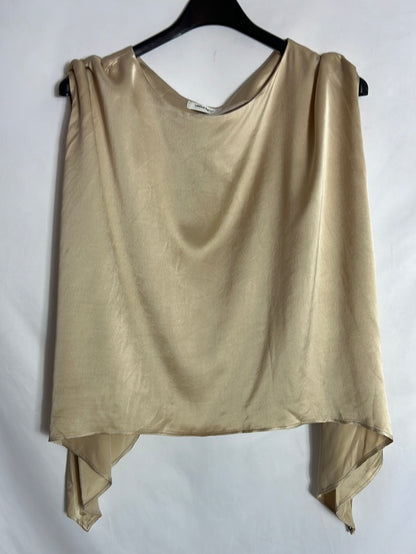 OTTOD´AME. Tops satinado asimétrico beige. T S