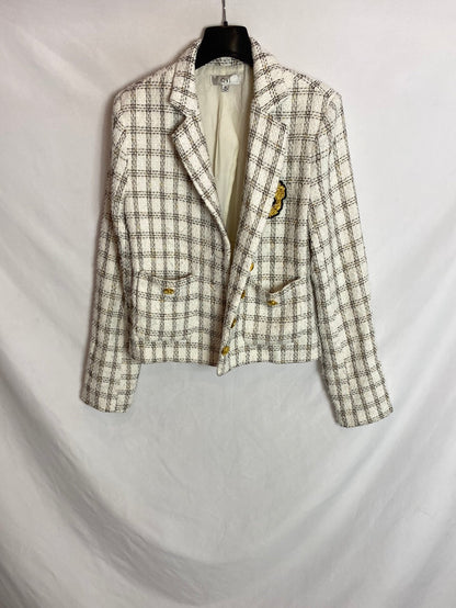 OTRAS. Blazer blanco tweed. T.M