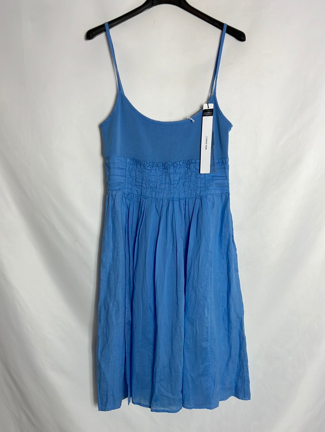 SITA MURTH. Vestido azul doble textura T.38