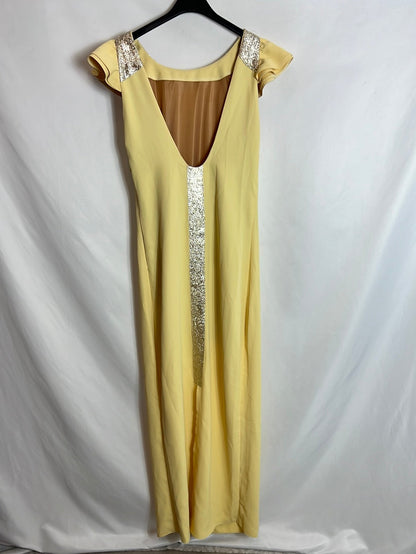 MYSULAFISH. Vestio midi amarillo claro detalles. T S