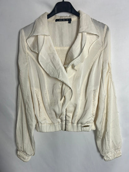 JOTA MAS G. Chaqueta corta beige fluida. T 42 (M)