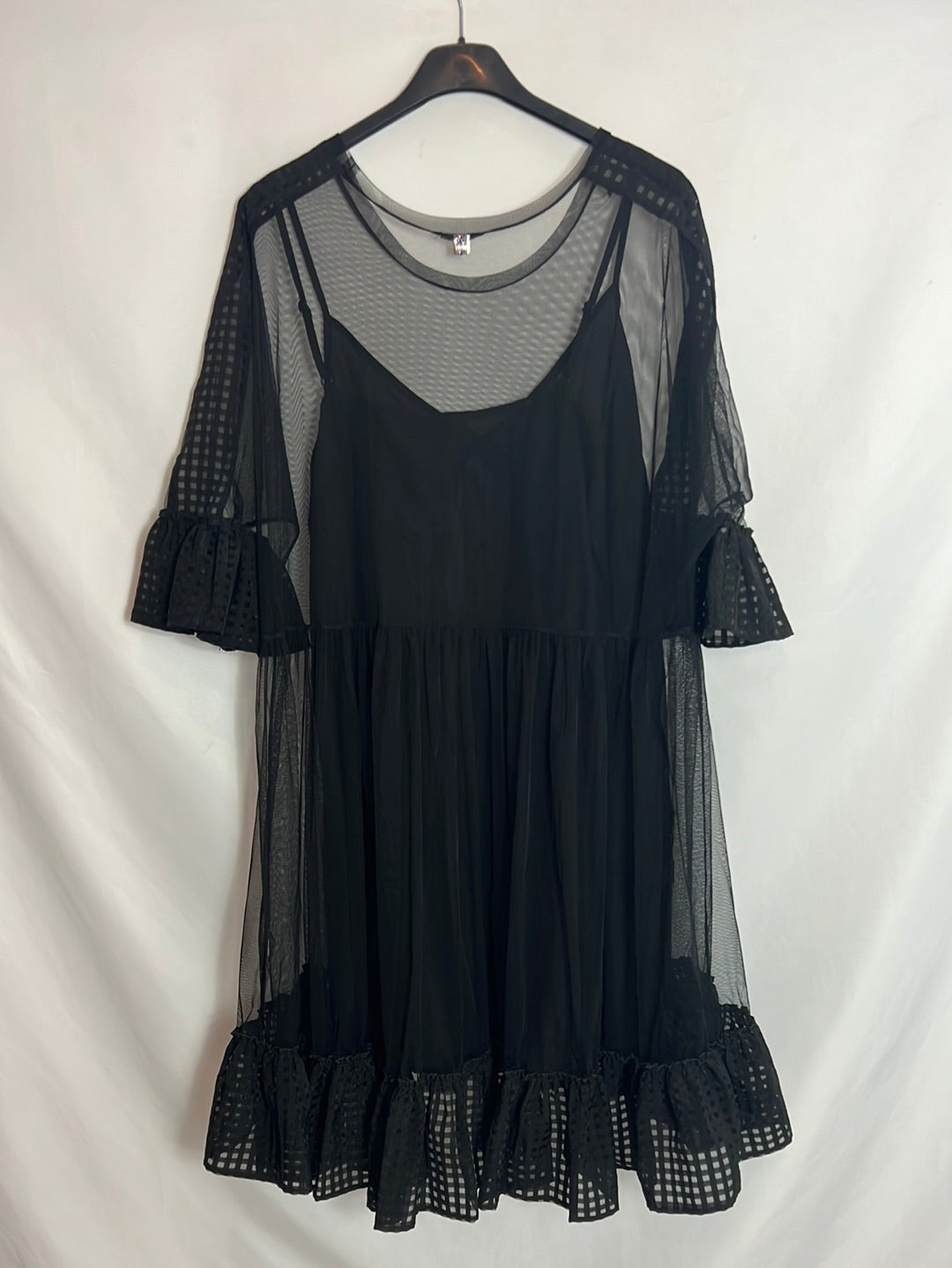 TWIN-SET. Vestido semitransparente tul negro. T S