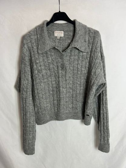 PULL&BEAR. jersey gris ochos T.m