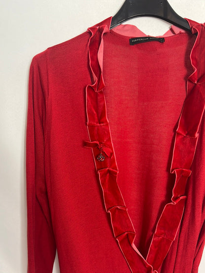 PURIFICACIÓN GARCIA. Chaqueta roja detalle en terciopelo. T L