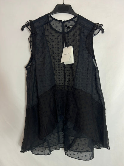 ISABEL MARANT. Top seda semitransparente negro. T 36