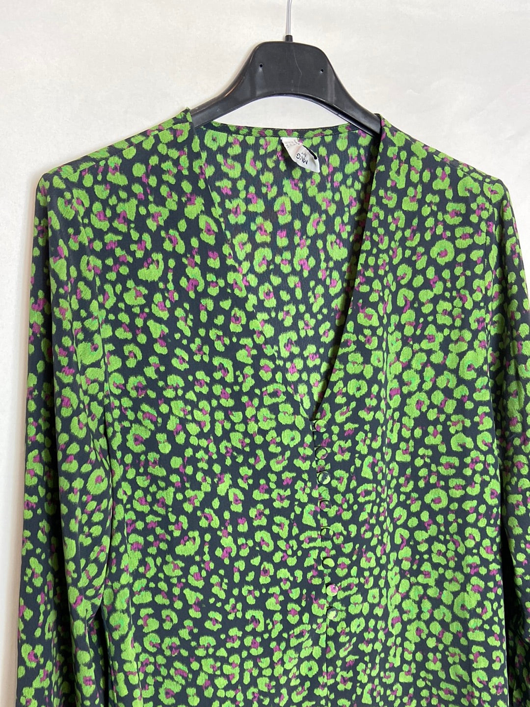 MANGO. Vestido animal print verde. T.S