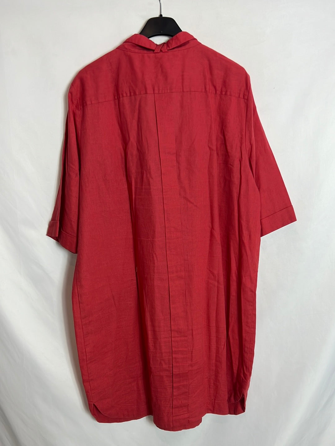 CORTEFIEL. Vestido corto rojo efecto lino. T XXL