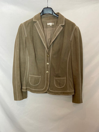 PAULE KA. Chaqueta beige piel T.42( M) vintage TARA