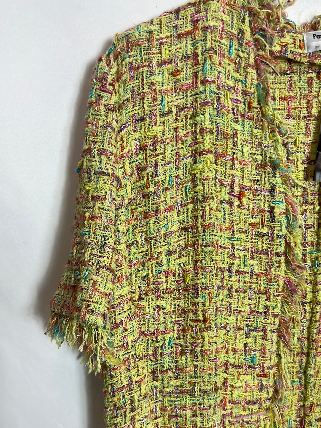 FASHION GROUP. Chaqueta tweed verde lima colores. T M