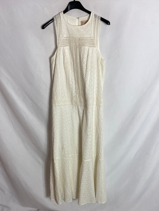 BDBA. Vestido midi blanco troquelado. T.38