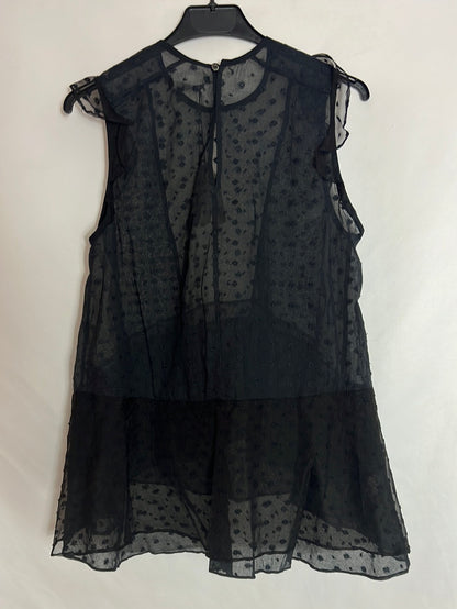 ISABEL MARANT. Top seda semitransparente negro. T 36