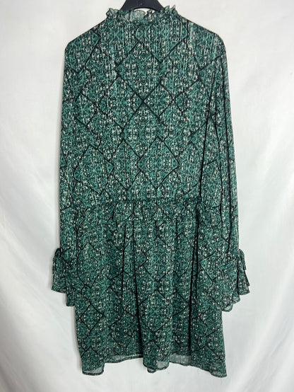 VILA. Vestido corto gasa tonos verdes. T L