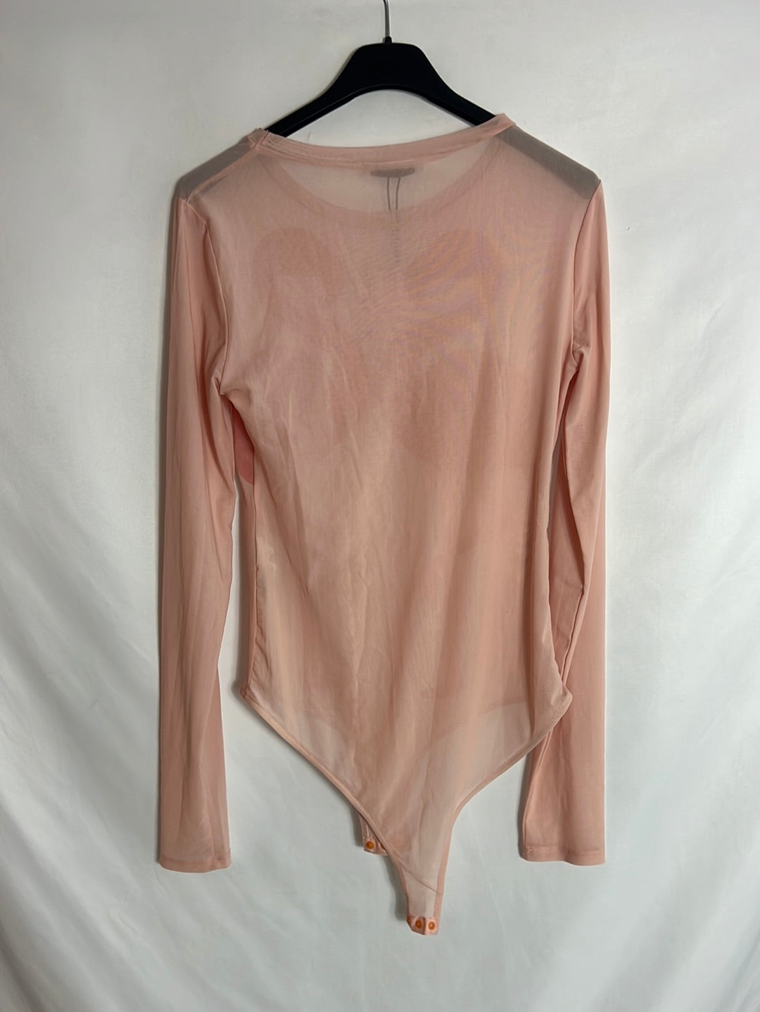 ZARA. Body rosa semi transparente flamencos. T M