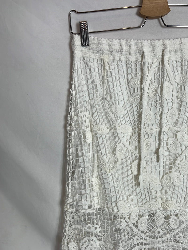 OTRAS. Falda crochet blanca midi TU (S/M)