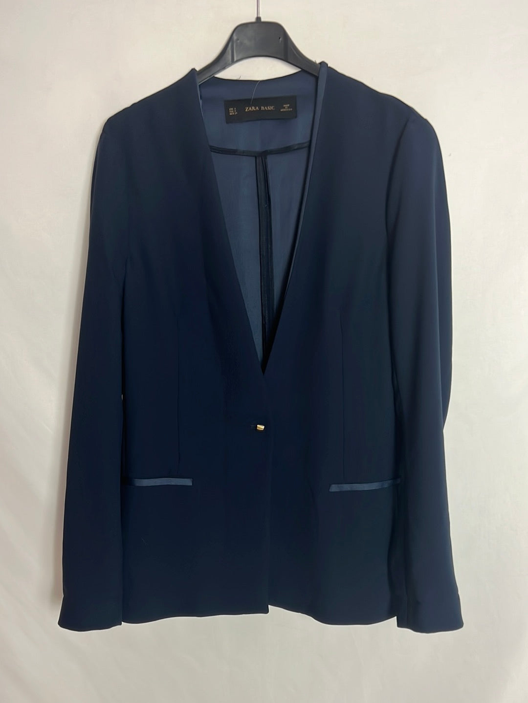 ZARA. Blazer azul fluida detalle solapa. T S