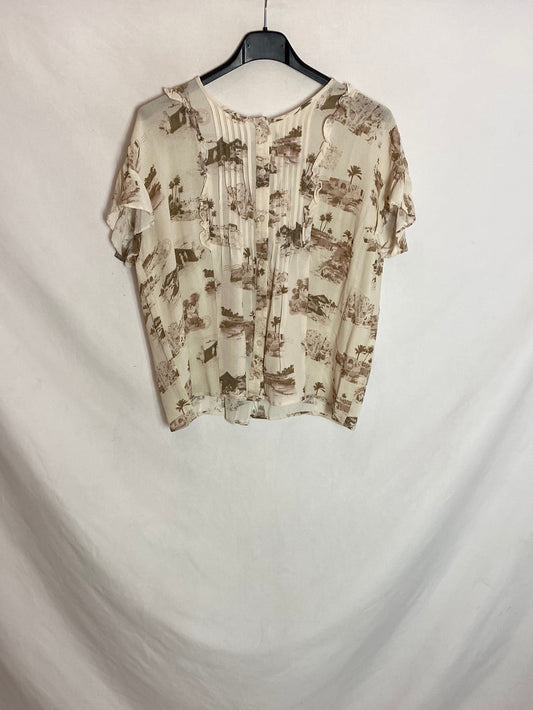 INDI&COLD. Blusa beige estampada T.s