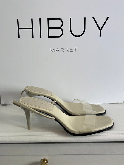 ZARA. Sandalia beige tira transparente. T 37