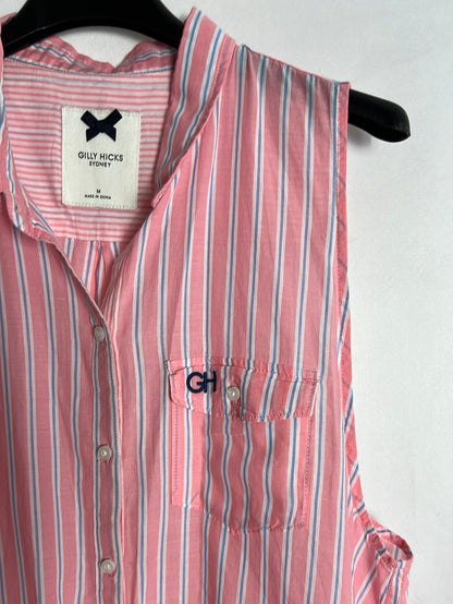 GILLY HICKS. Camisa sin mangas rosa rayas. T M