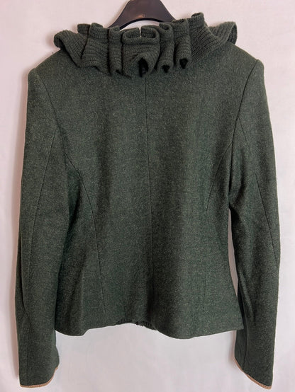 NURIBEL.Chaqueta verde con lana T.40 ( S/M)