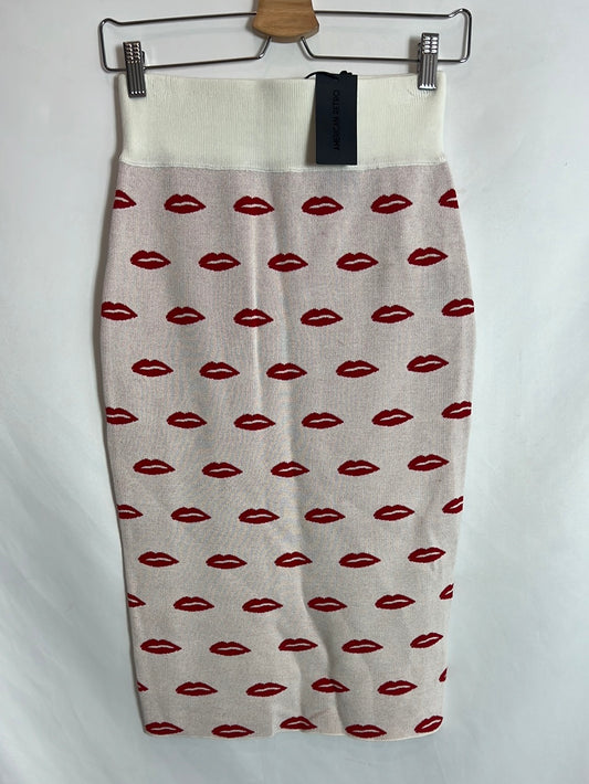 AMERICAN RETRO. Falda midi punto labios. T 00 (34)