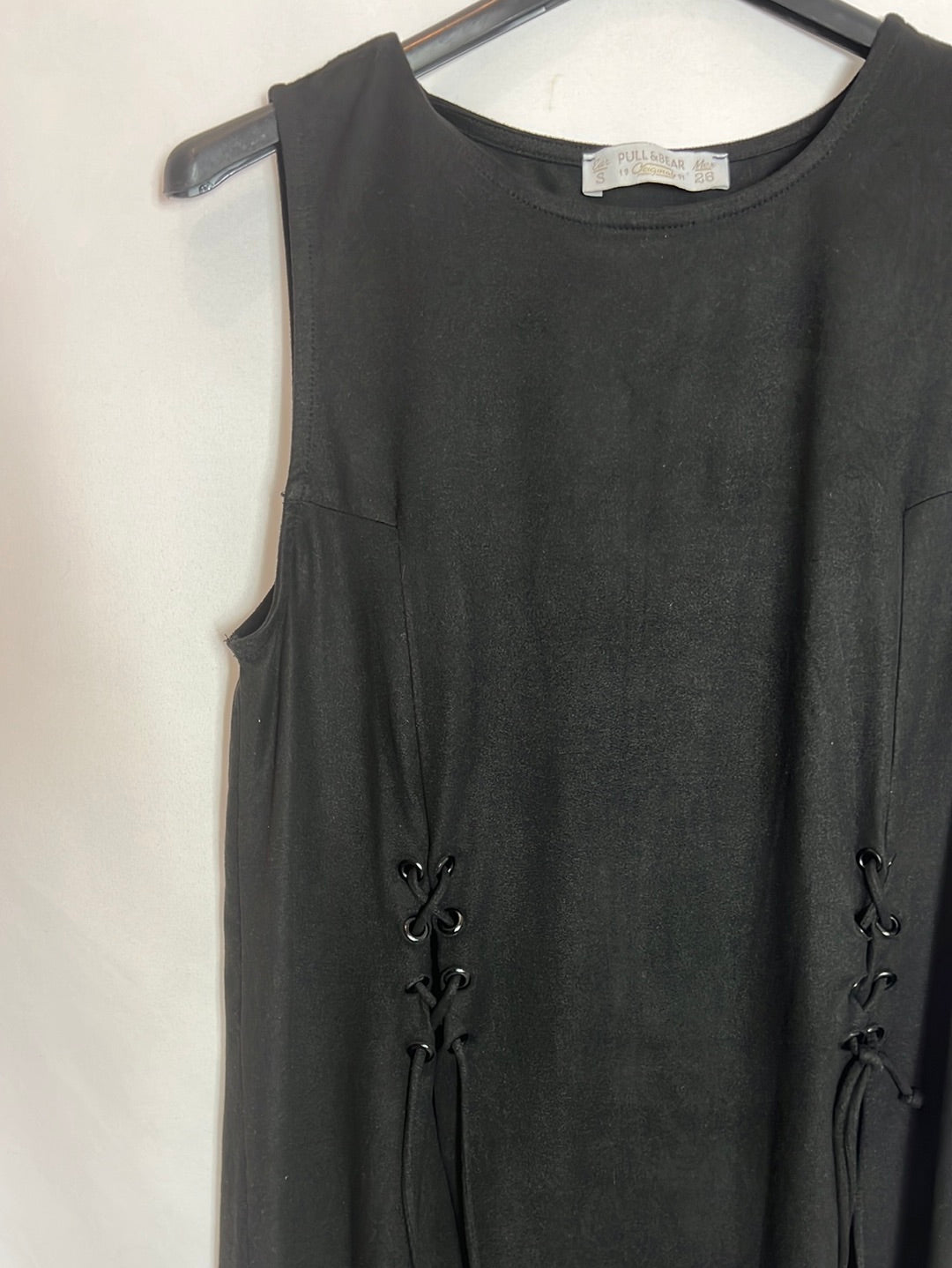 PULL&BEAR. Vestido antelina negro T.s