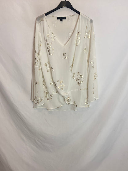 CORTEFIEL. Blusa holgada flores doradas. T.M