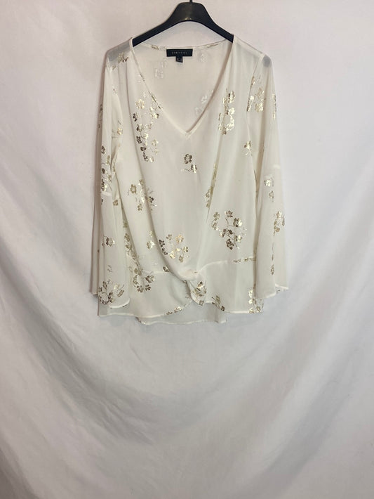 CORTEFIEL. Blusa holgada flores doradas. T.M