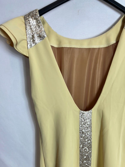 MYSULAFISH. Vestio midi amarillo claro detalles. T S