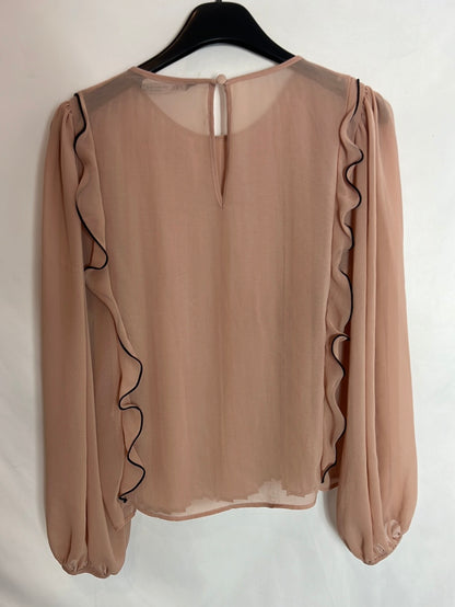 ZARA. Top rosa palo plisado. T M