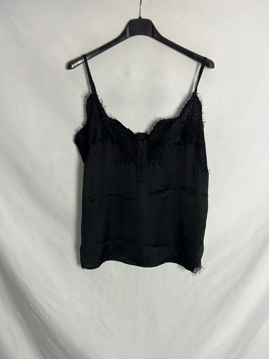 MANGO. Top lencero negro corchetes. T S