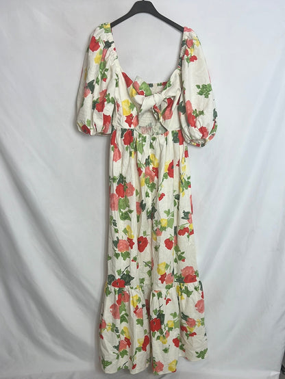 SEZANE. Vestido largo flores T.36