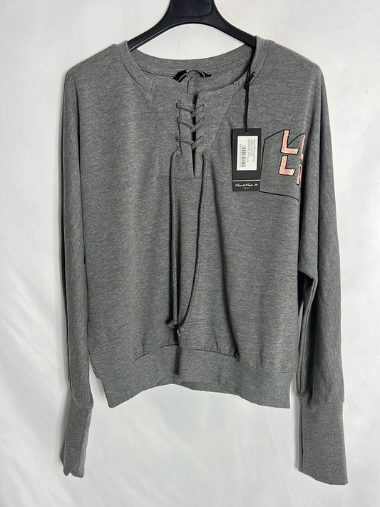 SH COLLECTION. Sudadera gris letras. T M