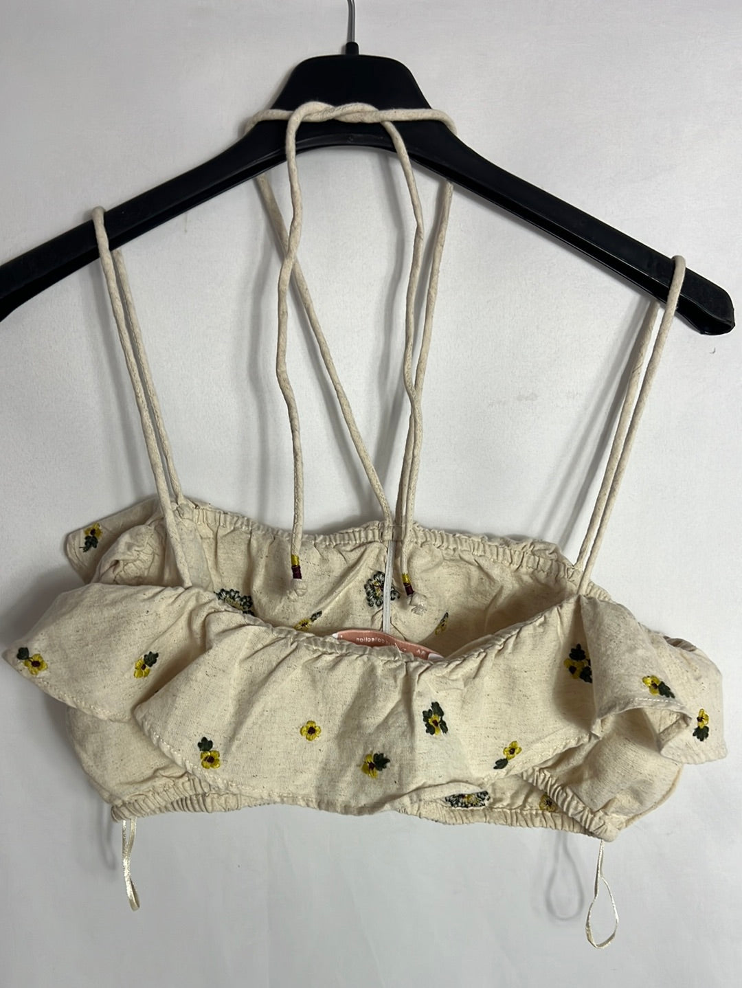 ZARA. Crop top beige volante. T S