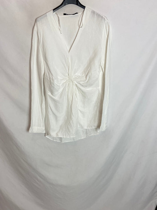 ZARA. Top blanco nudo delantero T.m