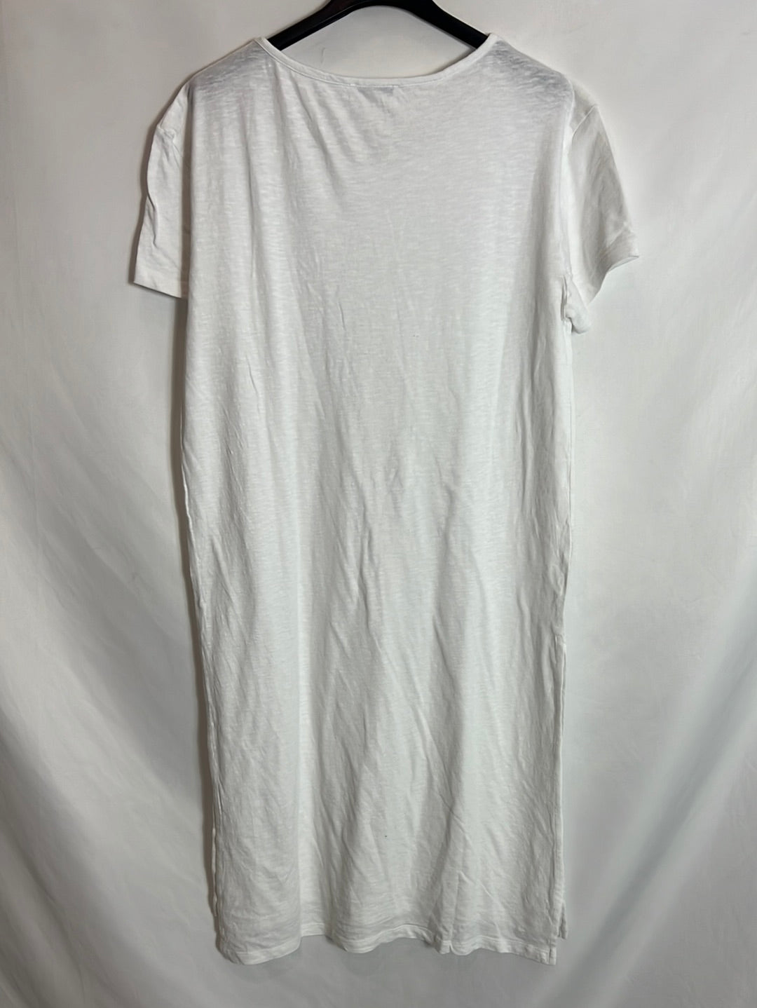 ZARA. Vestido midi blanco tejido camiseta. T S