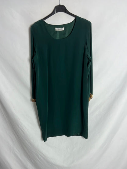 ELLA LUNA. Vestido corto seda verde. T S