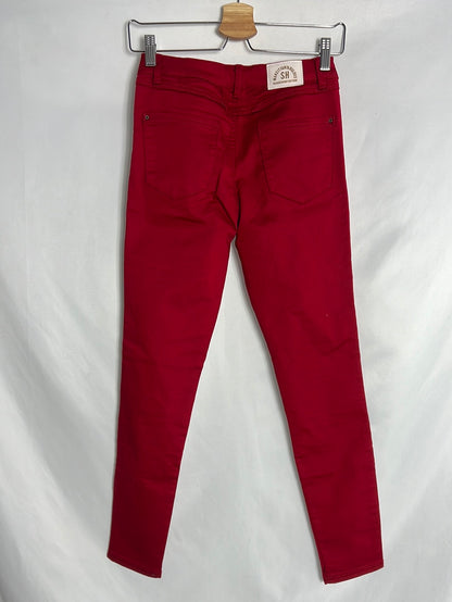 SH DENIM. Pantalón vaquero pitillo rojo. T 26 (34)