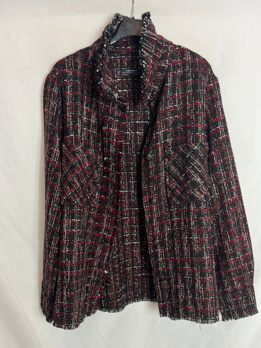 ZARA. Chaqueta tweed tricolor. T XL