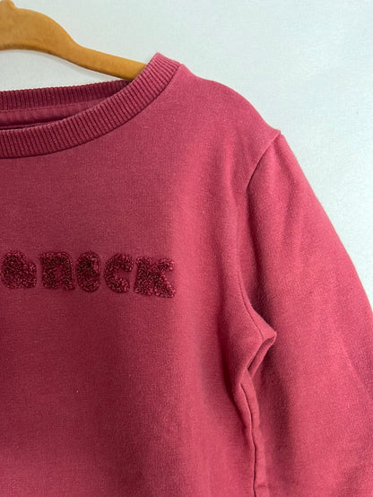 NECK&NECK. Sudadera rosa oscuro logo textura. T 3 años